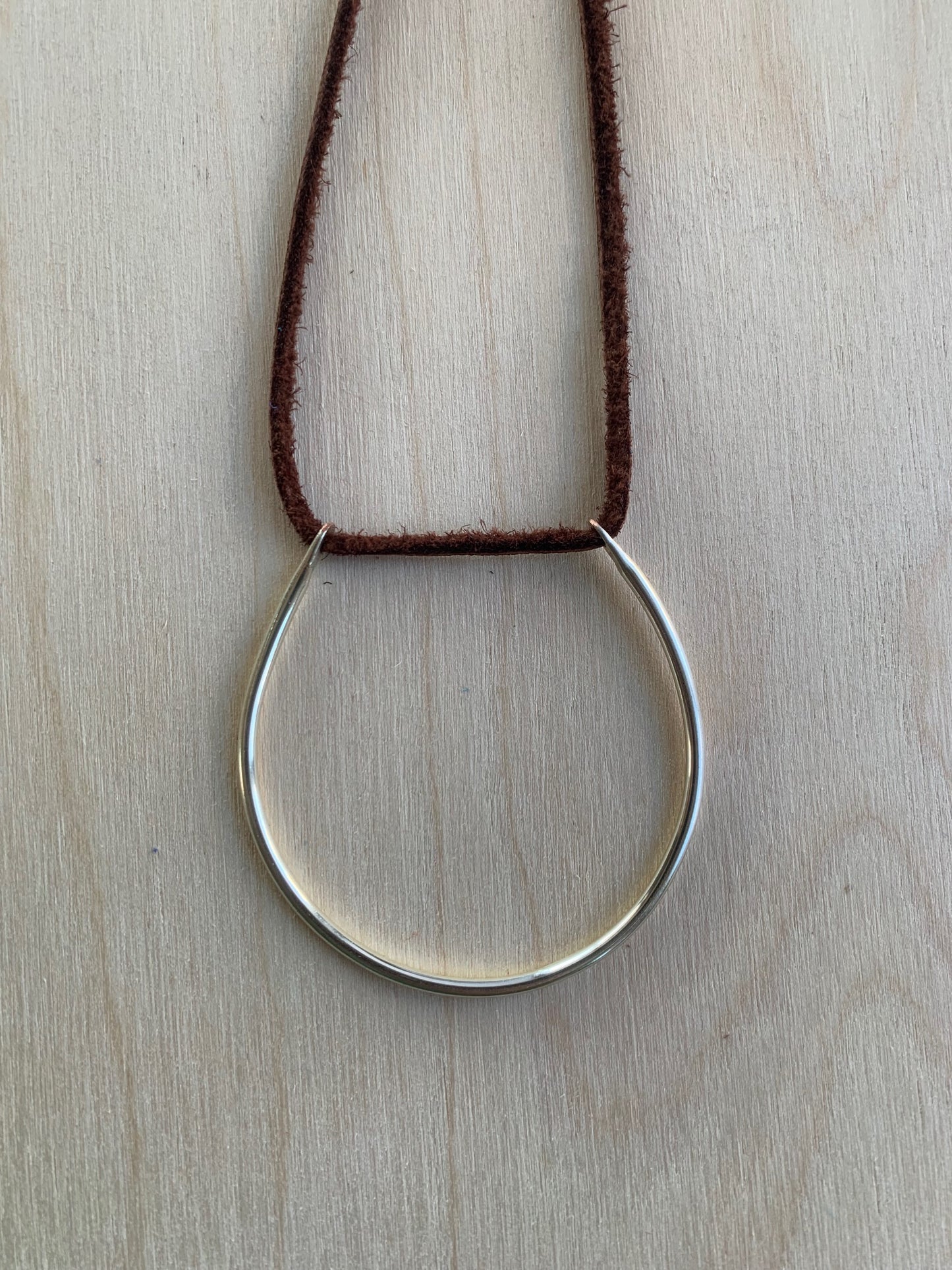 moon phase - silver and brown - necklace