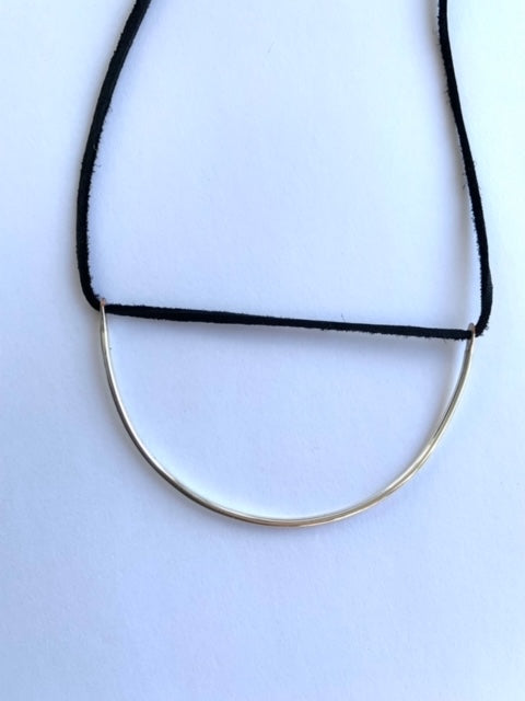 moon phase - silver and black - necklace