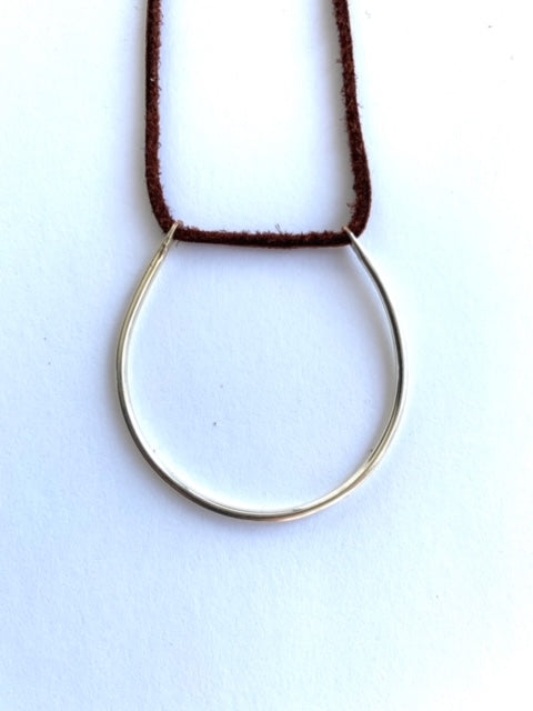 moon phase - silver and brown - necklace