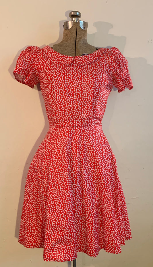 red and white poke-a-dot dress