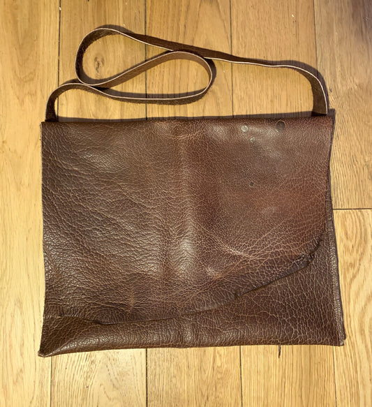 buffalo leather bag-chocolate-large